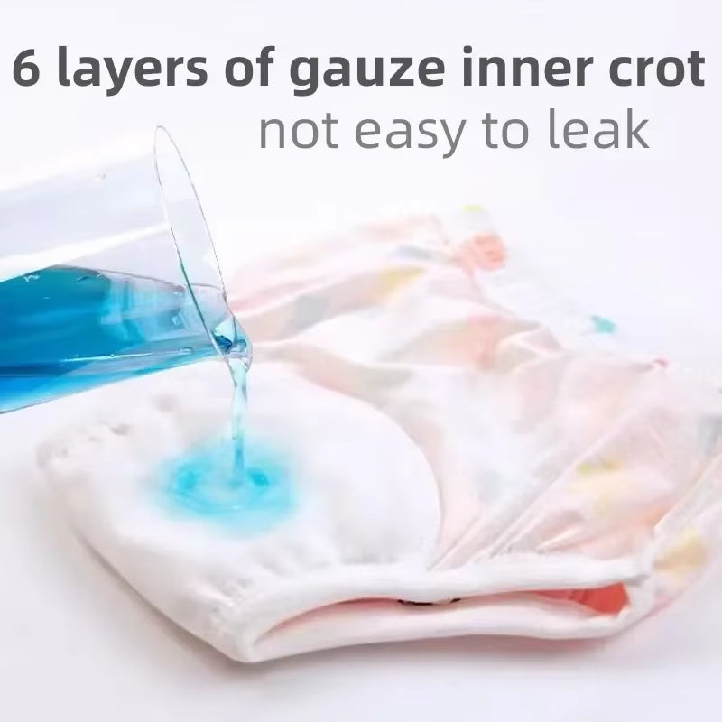 4PC Washable Baby Girl Waterproof Cotton Cloth Panties Reusable Boys Underwear Potty Training Pants Nappies Cartoon Diapers