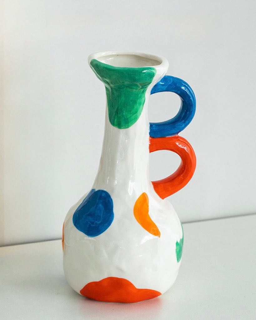 Handpainted Contemporary Abstract Ceramic Vase - Whimsical Eclectic