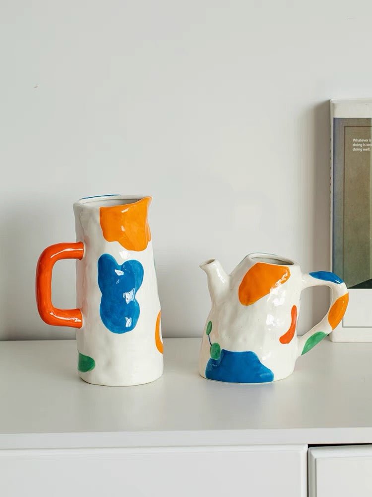 Handpainted Contemporary Abstract Ceramic Vase - Whimsical Eclectic