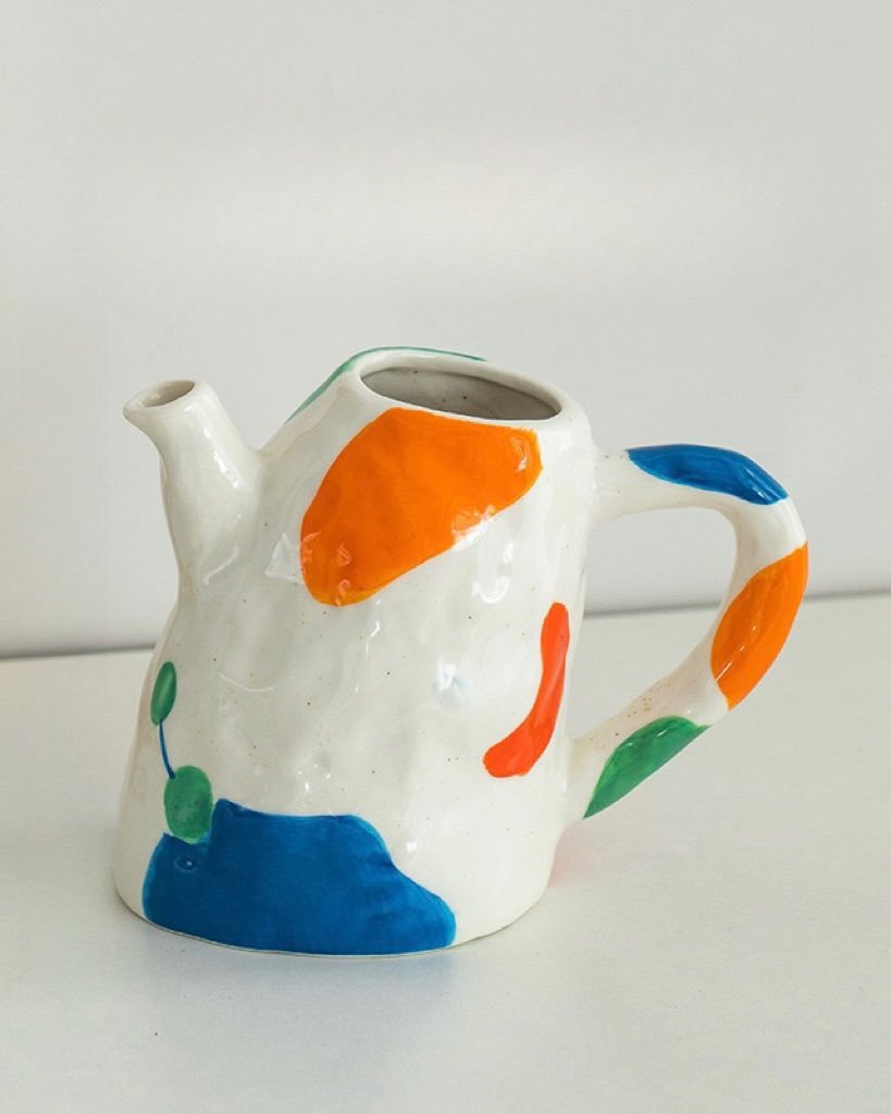 Handpainted Contemporary Abstract Ceramic Vase - Whimsical Eclectic